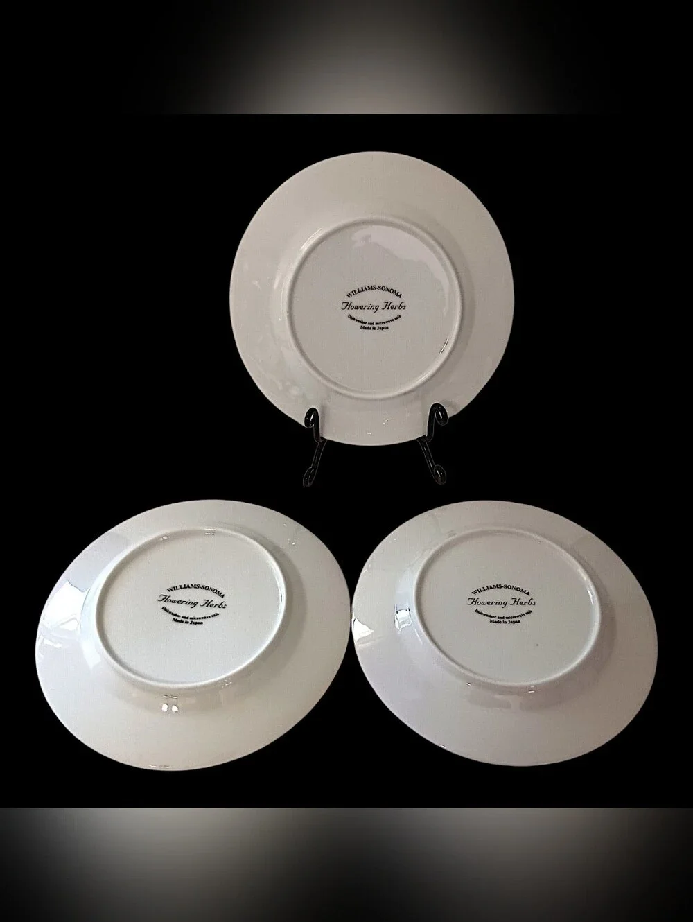 3 Williams Sonoma Flowering Herbs Salad Plates Yellow Band Wild Thyme Butterfly